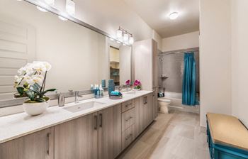 dual sink vanities at Inwood Apartments in Dallas, TX